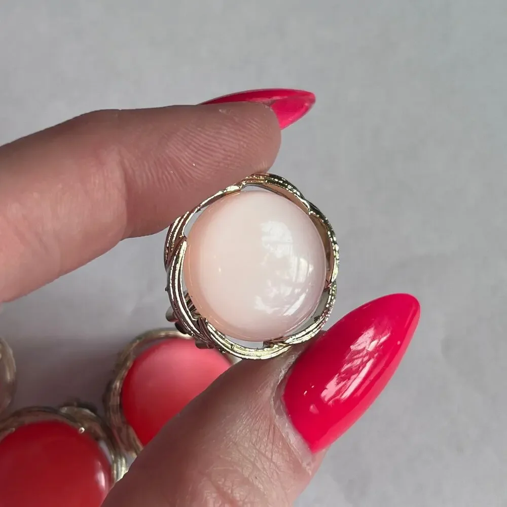 Vintage LISNER Baby Pink & Strawberry Pink Moonglow Thermoset Earrings LOT of 2